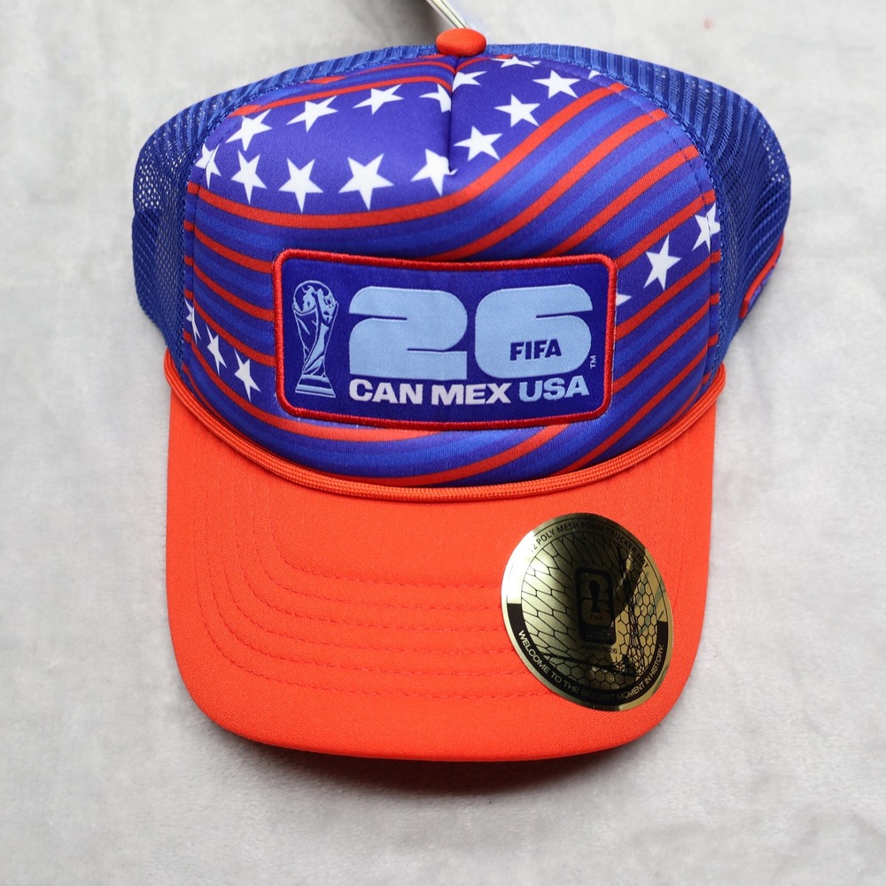 FIFA Hat Unisex One Size Blue Mesh Foam Trucker World Cup 2026 USA Football NEW